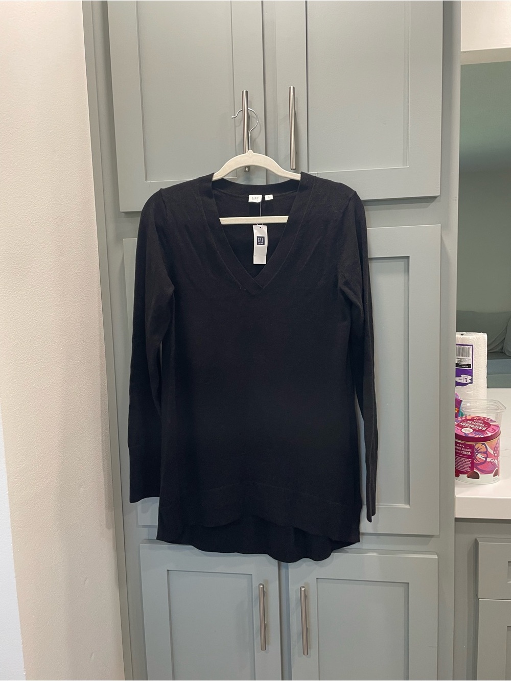 GAP wool Black V-Neck Long Sleeve Sweater